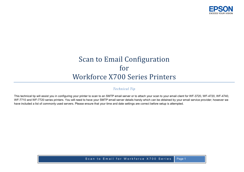 Scan to Email Configuration for Workforce X700 Series Printers