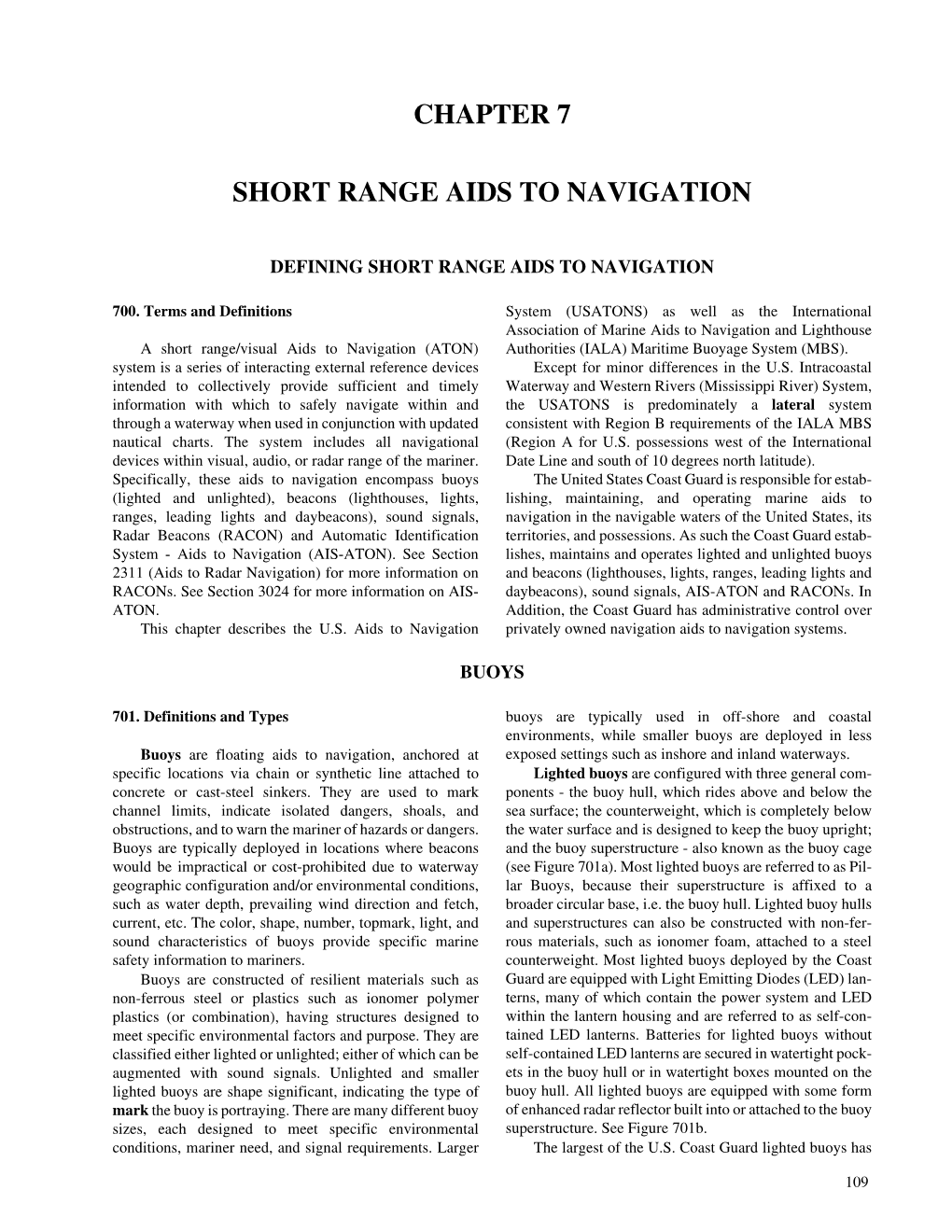 Chapter 7 Short Range Aids to Navigation