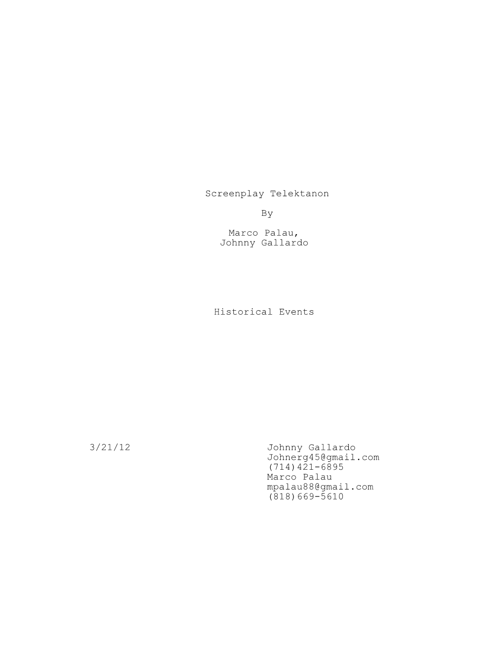 View Screenplay