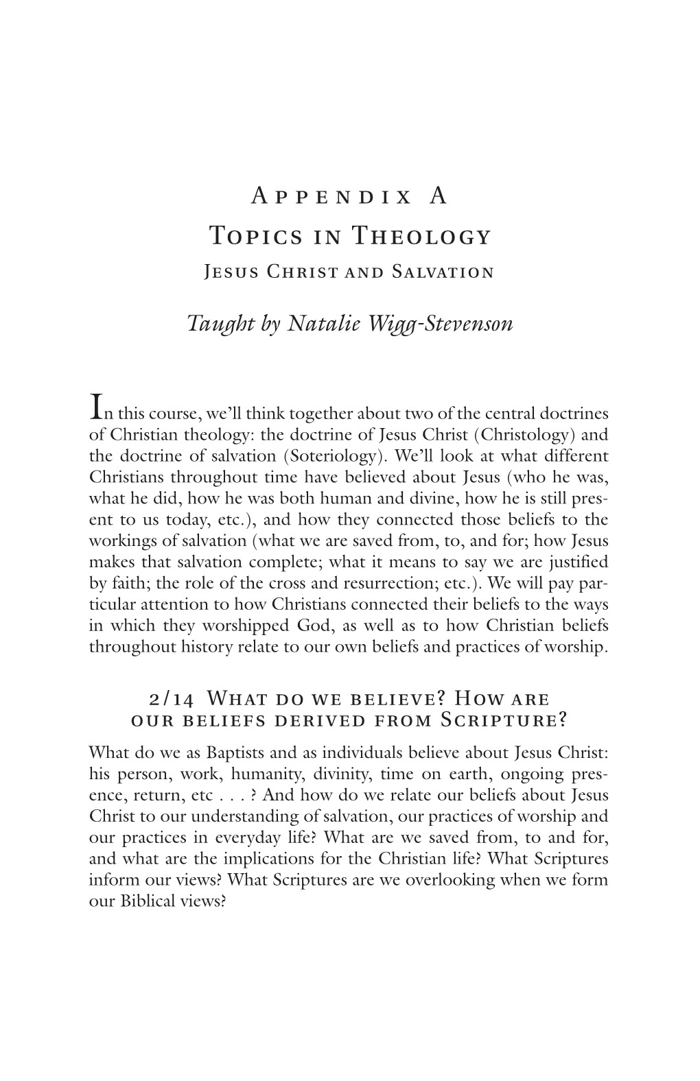 Topics in Theology Jesus Christ and Salvation