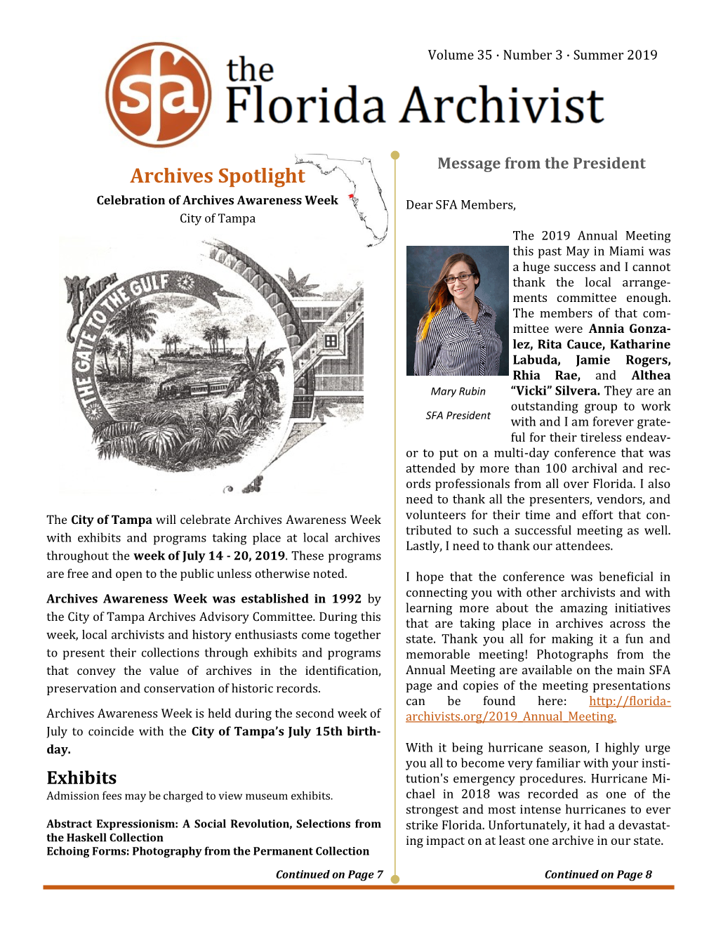 Society of Florida Archivists Newsletter Summer 2019