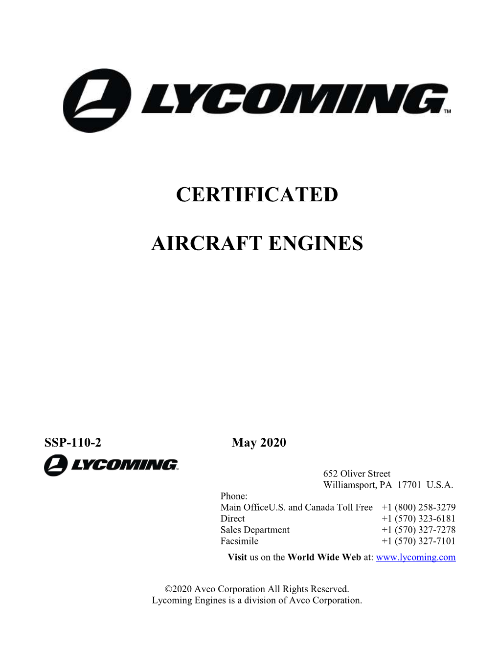 Certificated Aircraft Engines