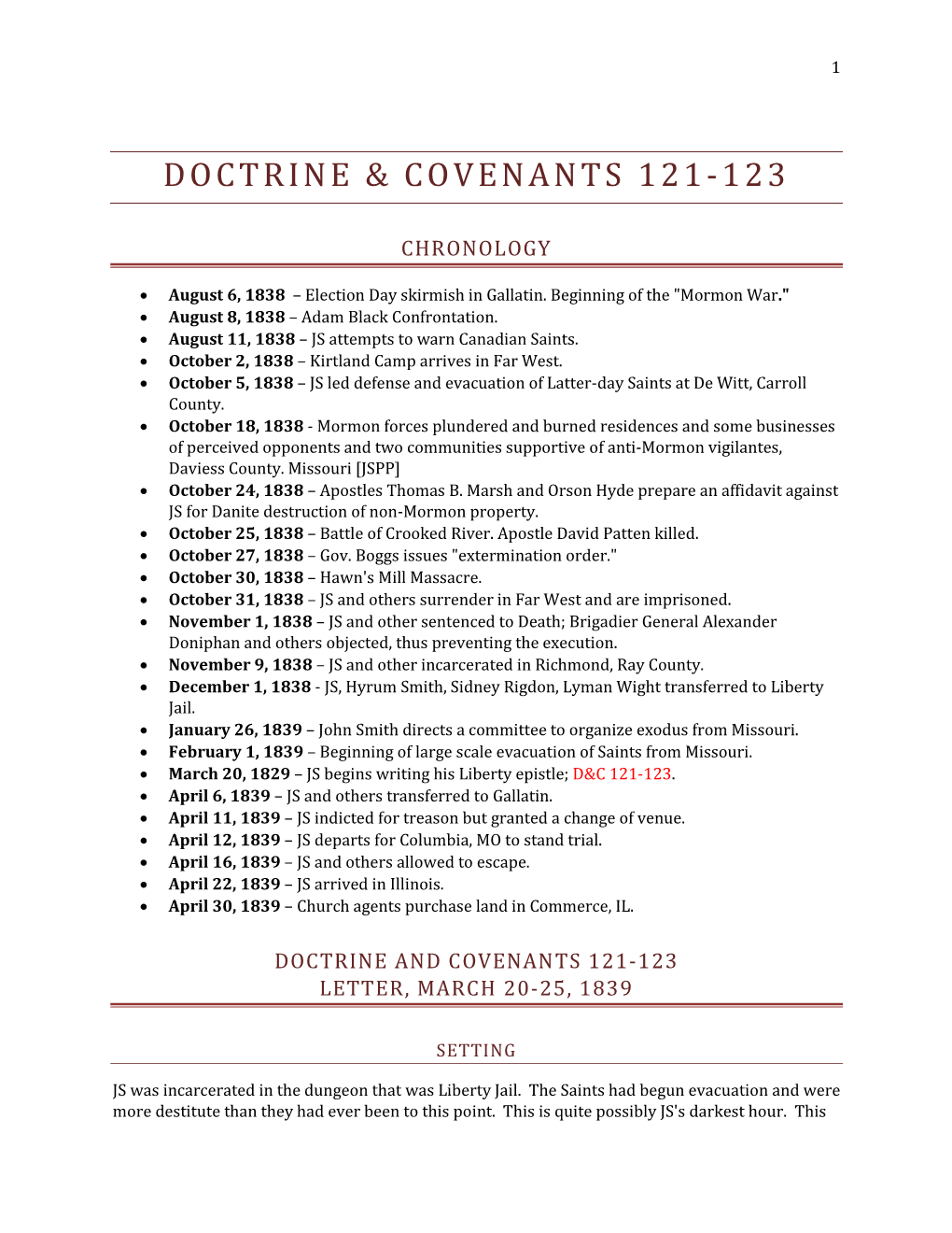 Doctrine & Covenants 121-123