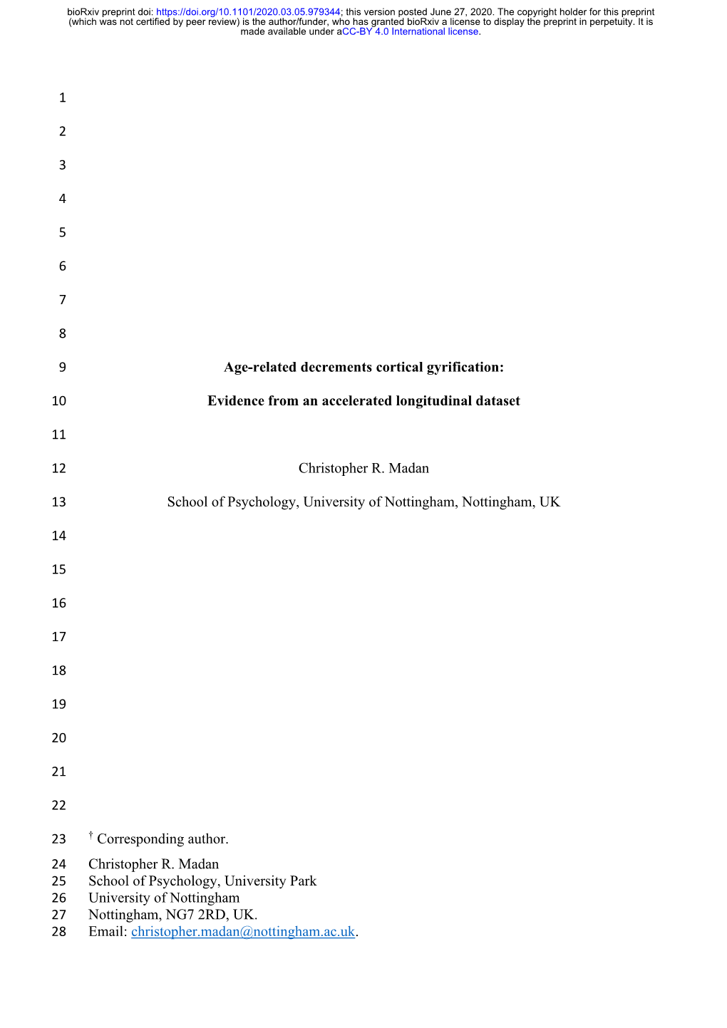 Age-Related Decrements Cortical Gyrification