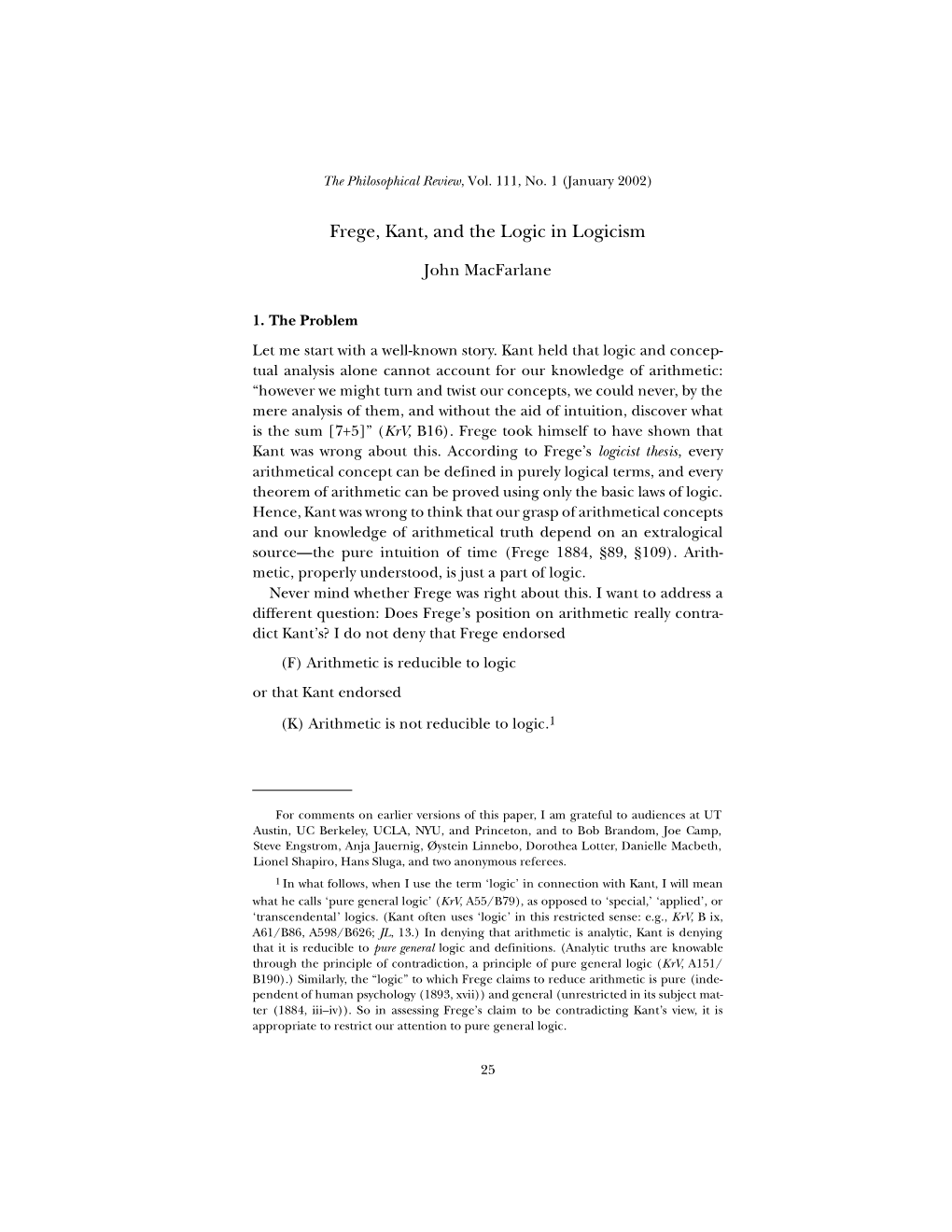 Frege, Kant, and the Logic in Logicism