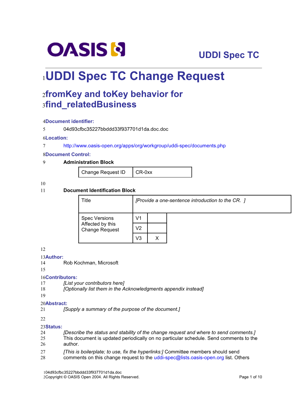 UDDI Spec TC Change Request