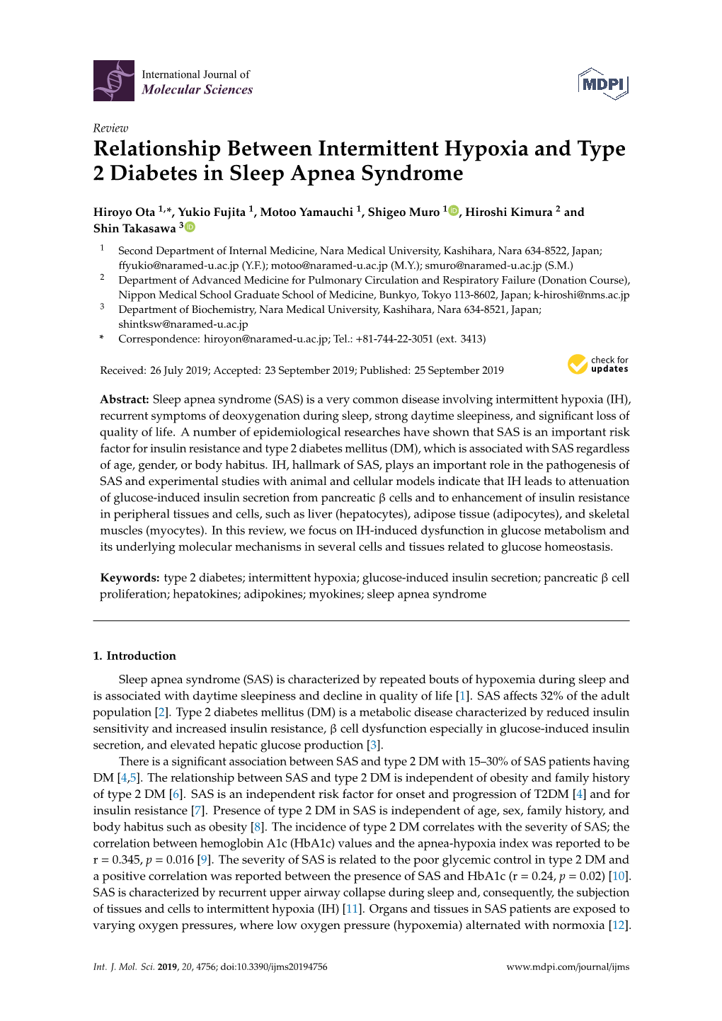 Relationship Between Intermittent Hypoxia and Type 2 Diabetes in Sleep Apnea Syndrome
