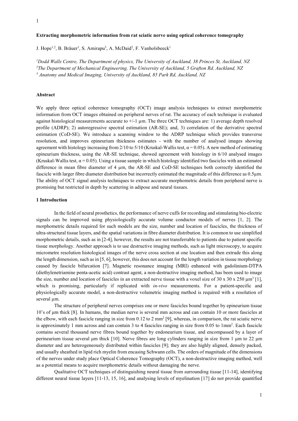 Extracting Morphometric Information from Rat Sciatic Nerve Using Optical Coherence Tomography