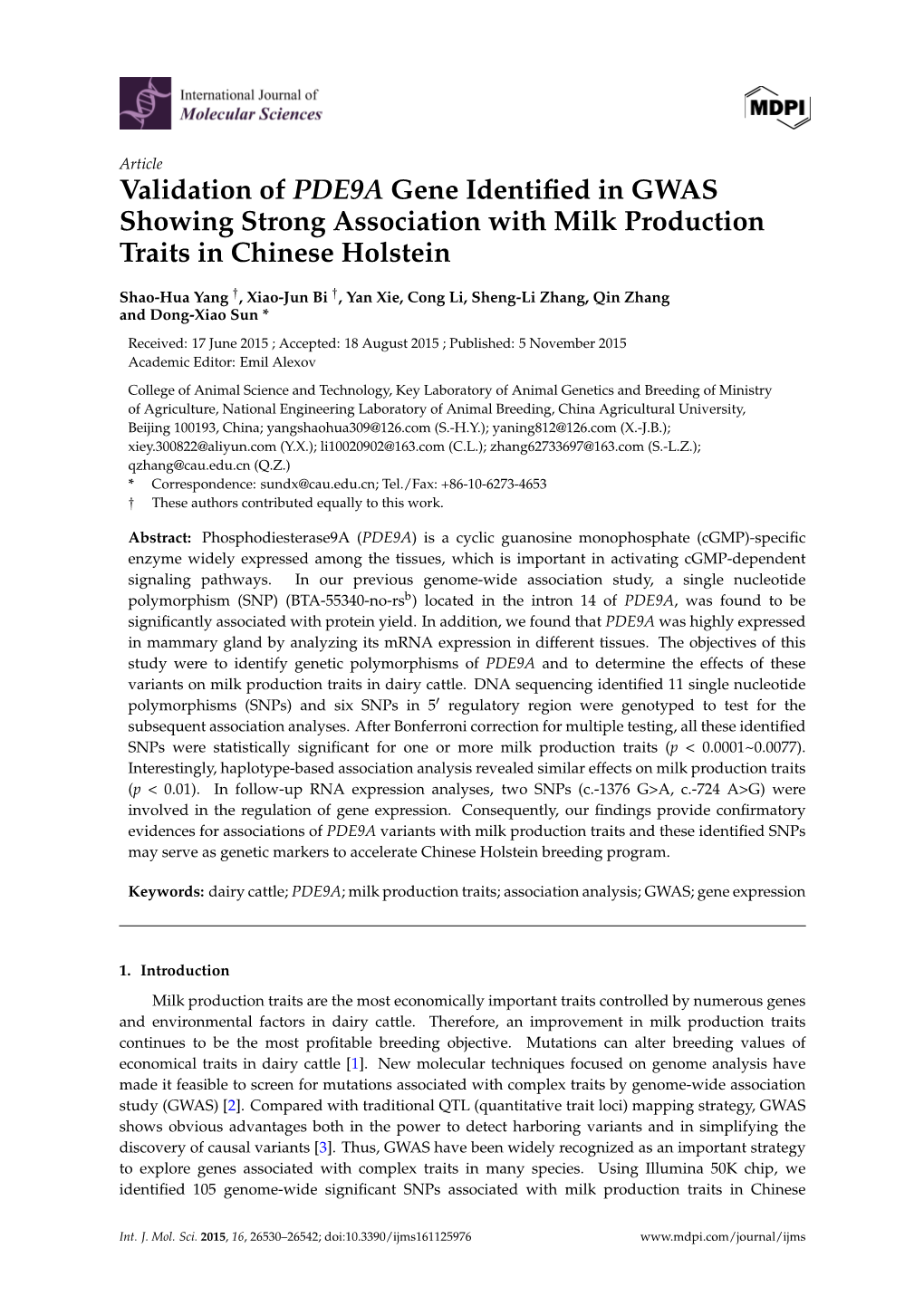 Validation of PDE9A Gene Identified in GWAS Showing Strong