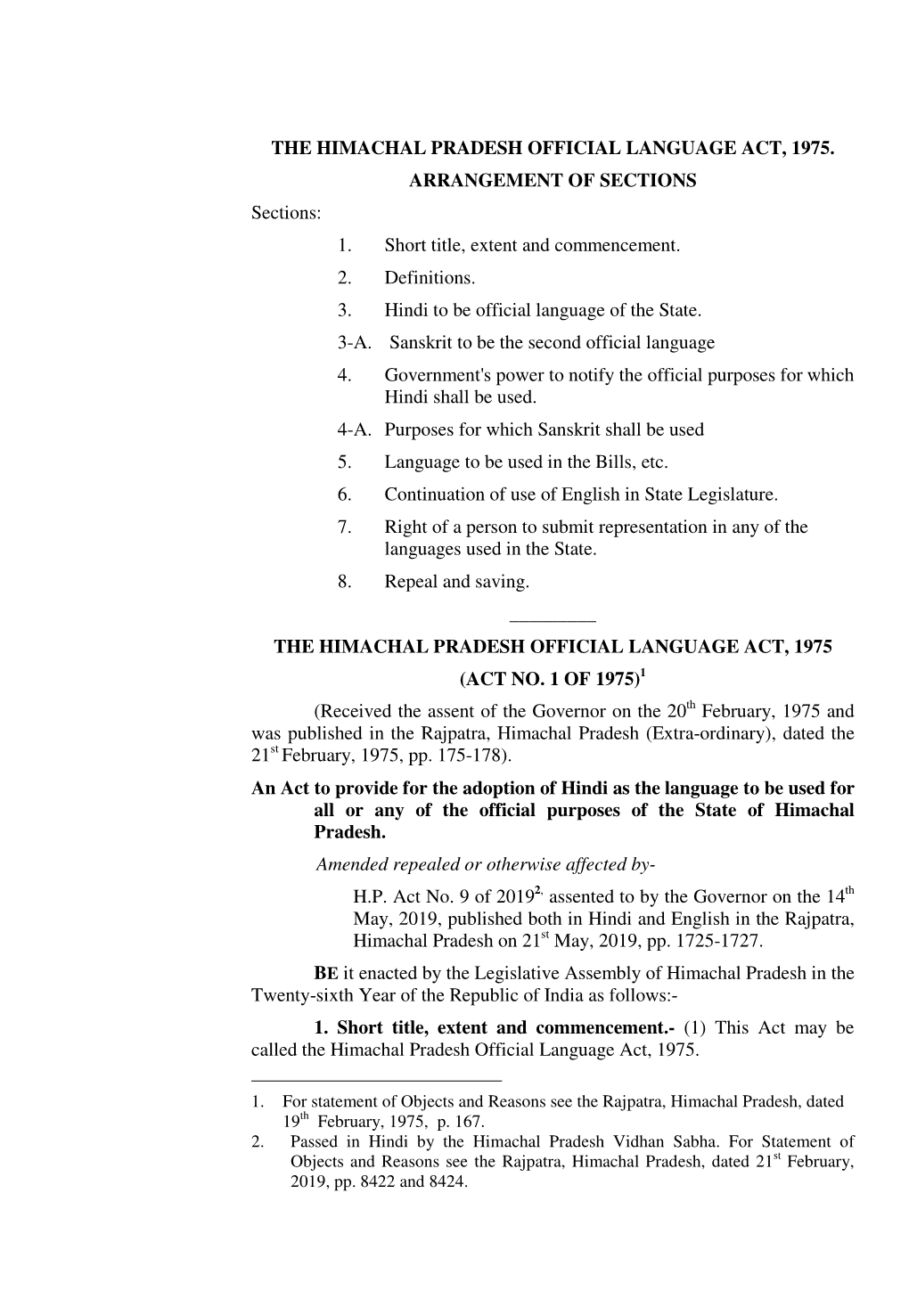 The Himachal Pradesh Official Language Act, 1975