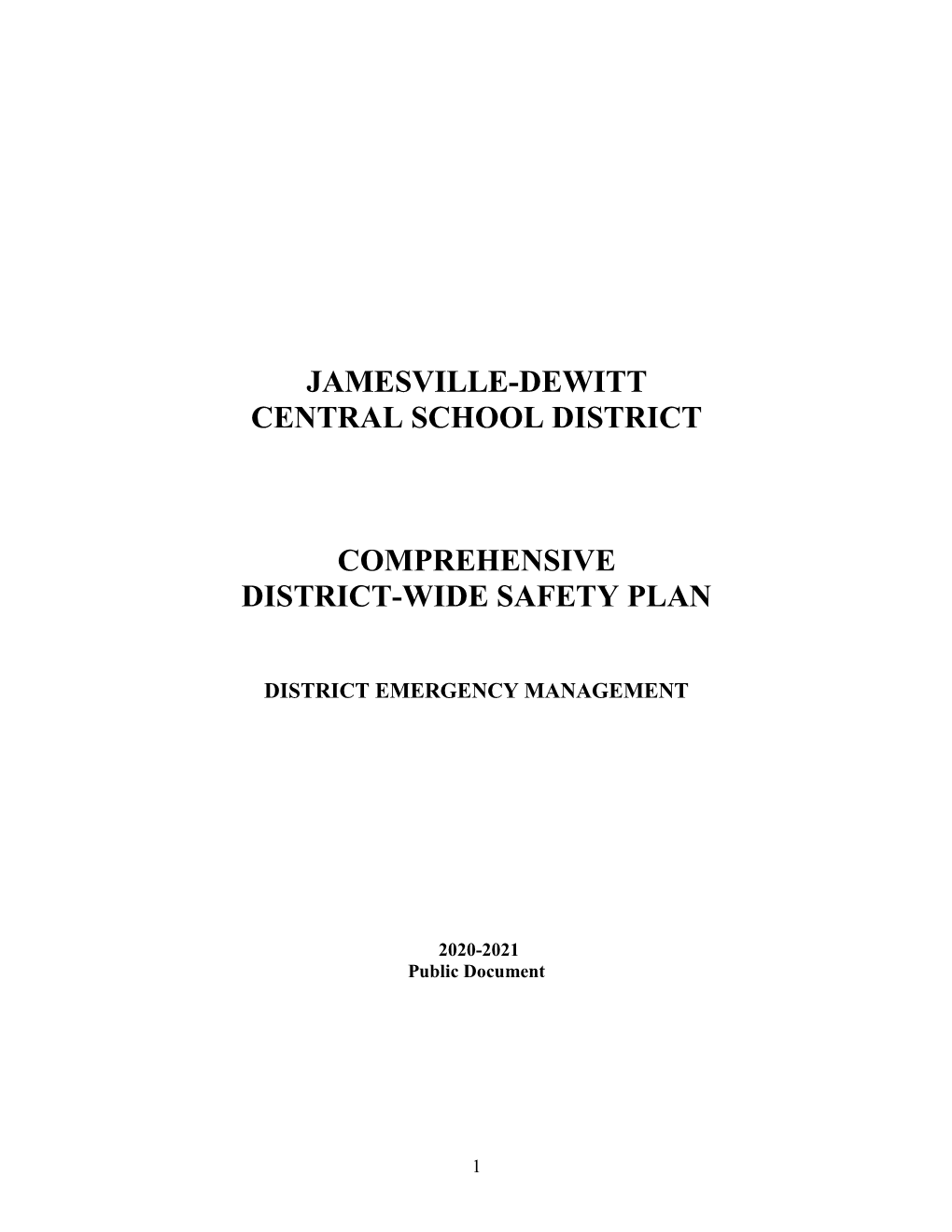 District Safety Plan 2020-2021