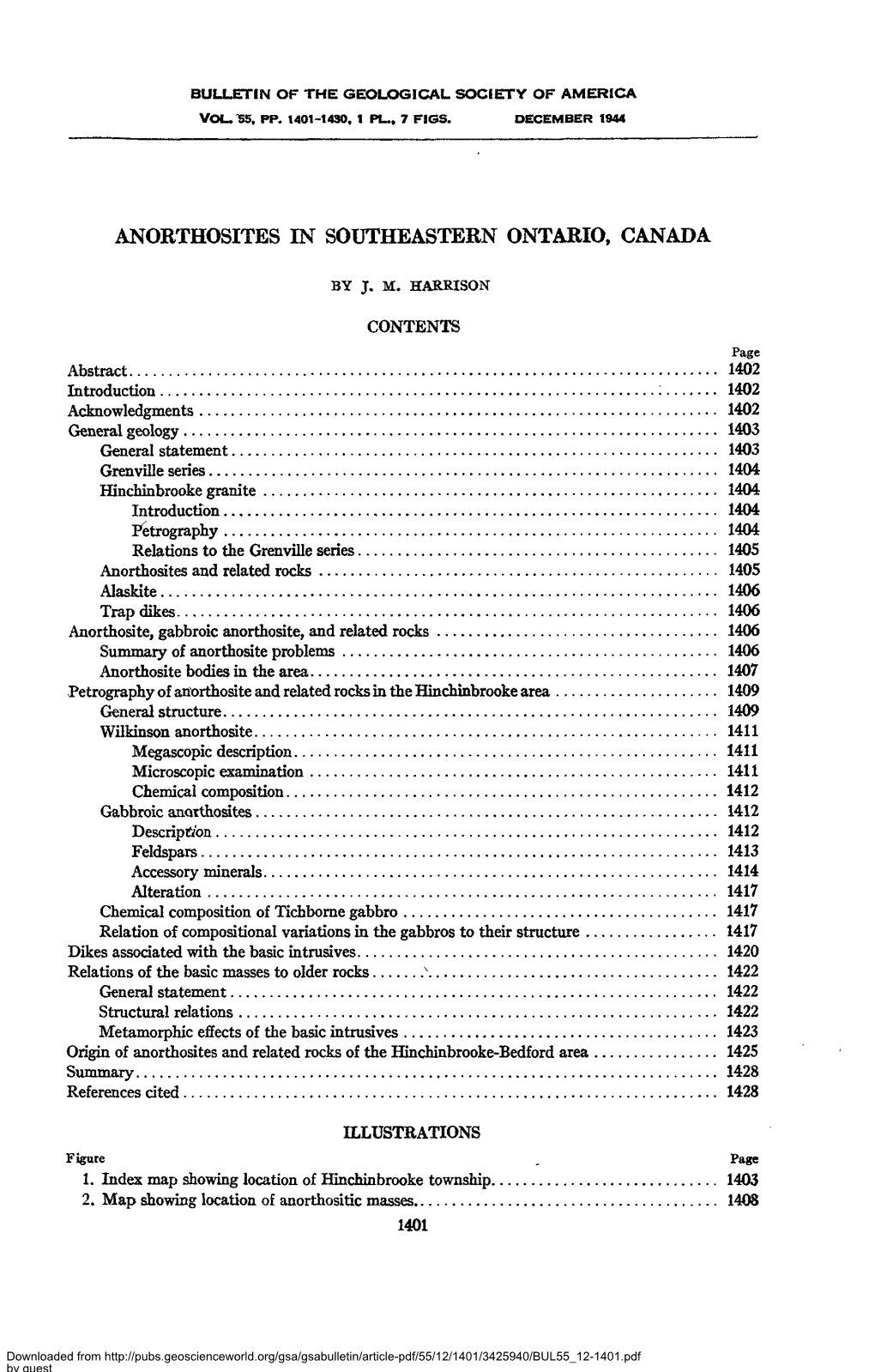 Anorthosites in Southeastern Ontario, Canada by J