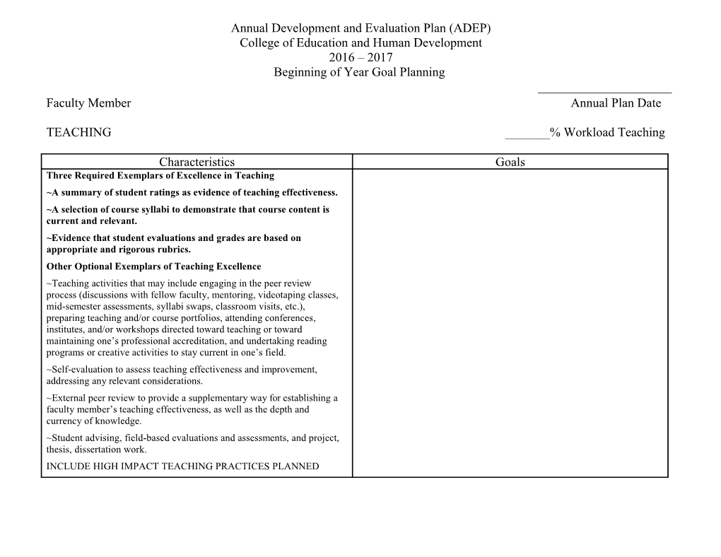 Annual Development and Evaluation Plan (ADEP)