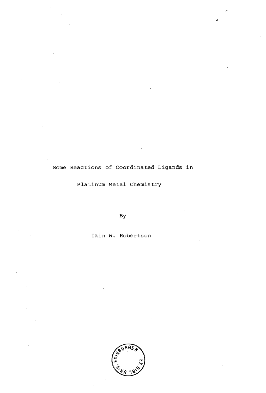 Some Reactions of Coordinated Ligands in Platinum Metal