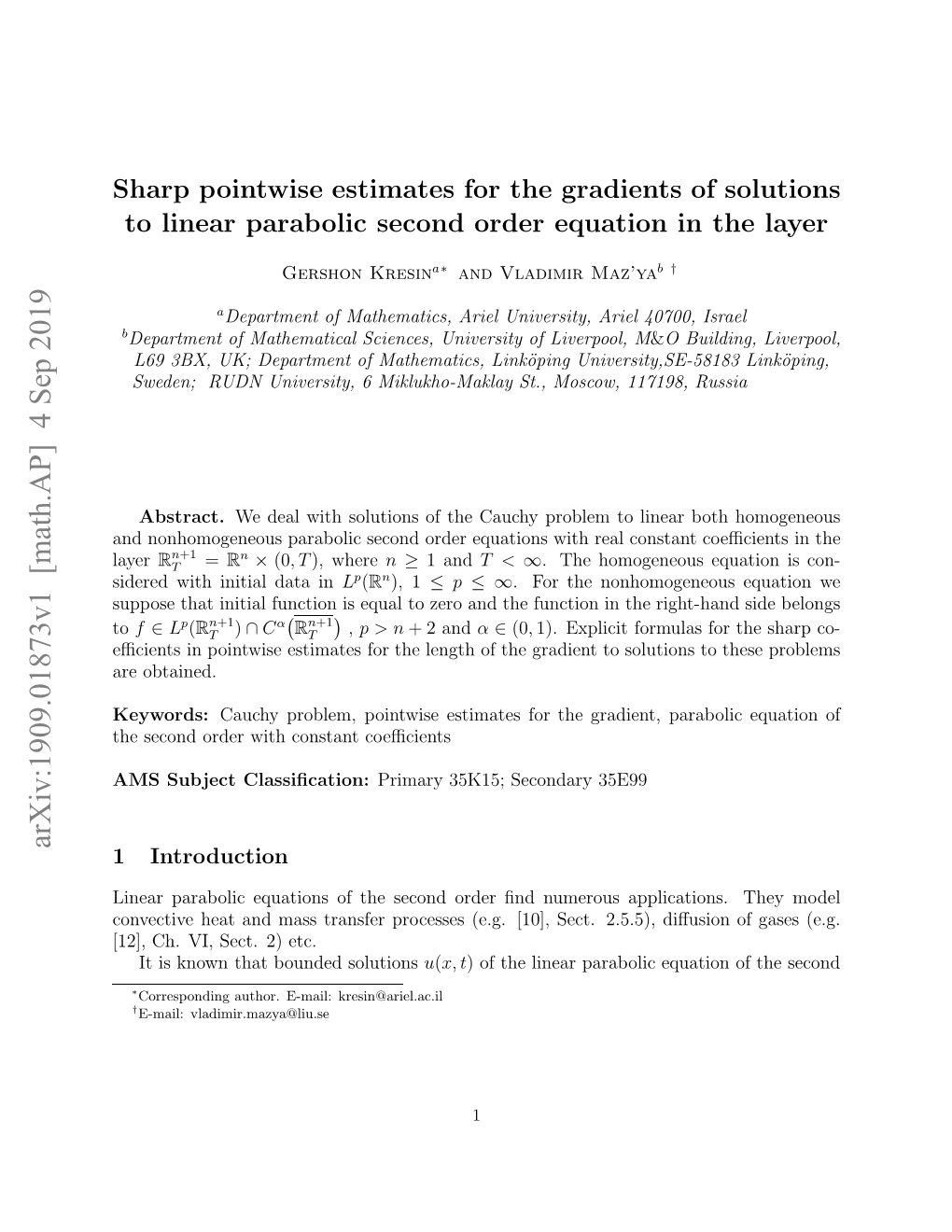 Sharp Pointwise Estimates for the Gradients of Solutions to Linear Parabolic Second Order Equation in the Layer