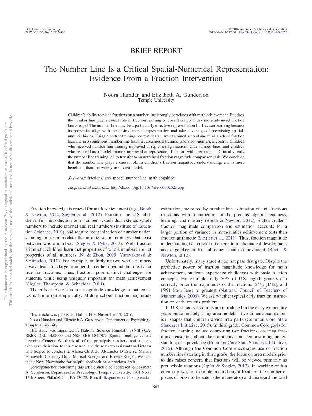 The Number Line Is a Critical Spatial-Numerical Representation: Evidence from a Fraction Intervention