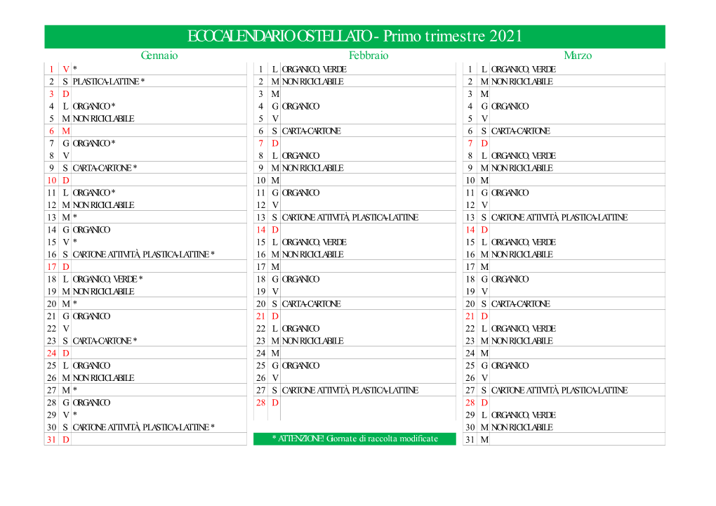 Ecocalendario Ostellato