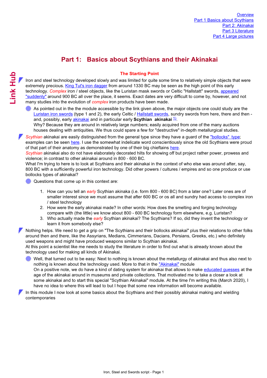 Iron, Steel and Swords Script - Page 1 Scythians - Some Basics You Can't Do Much Better Than Wikipedia for a Concise but Still Details Description of Scythians