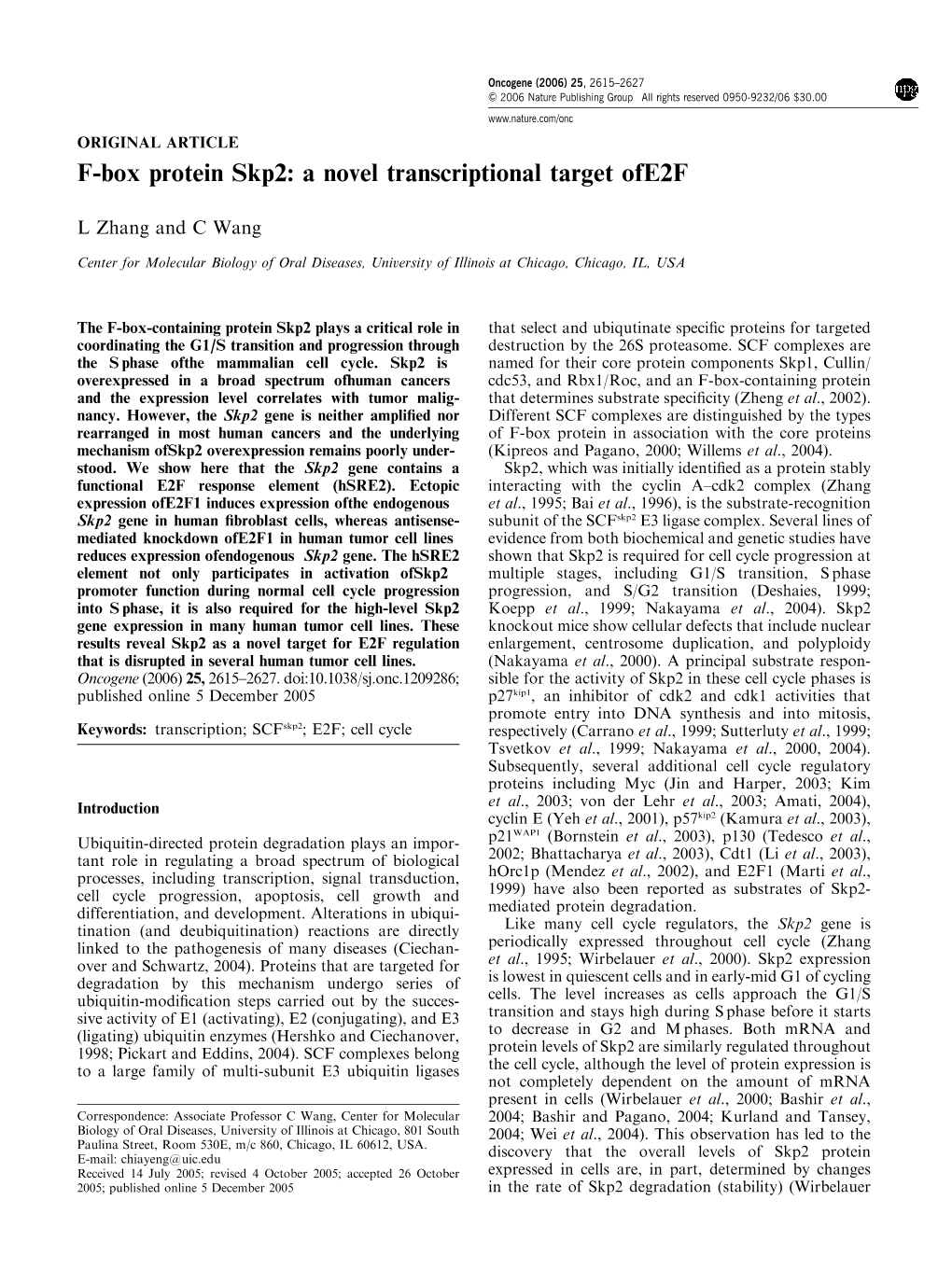 F-Box Protein Skp2: a Novel Transcriptional Target Ofe2f