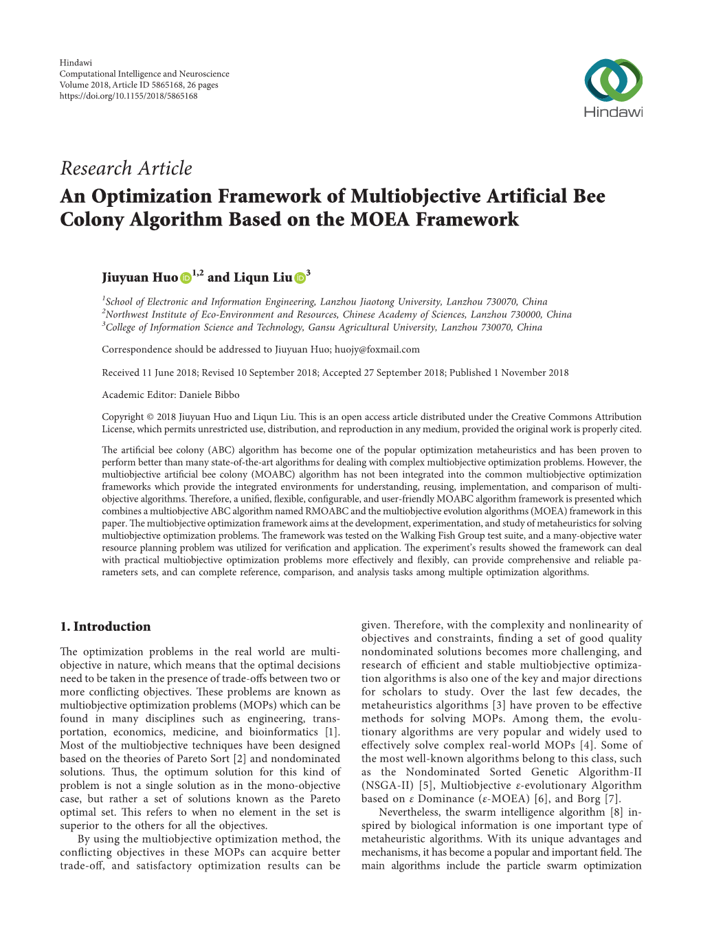 An Optimization Framework of Multiobjective Artificial Bee Colony Algorithm Based on the MOEA Framework