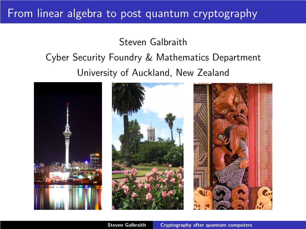 Cryptography After Quantum Computers Acknowledgements