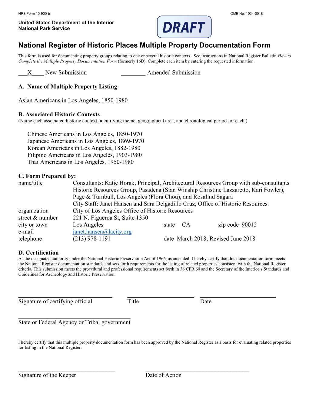 National Register of Historic Places Multiple Property Documentation Form