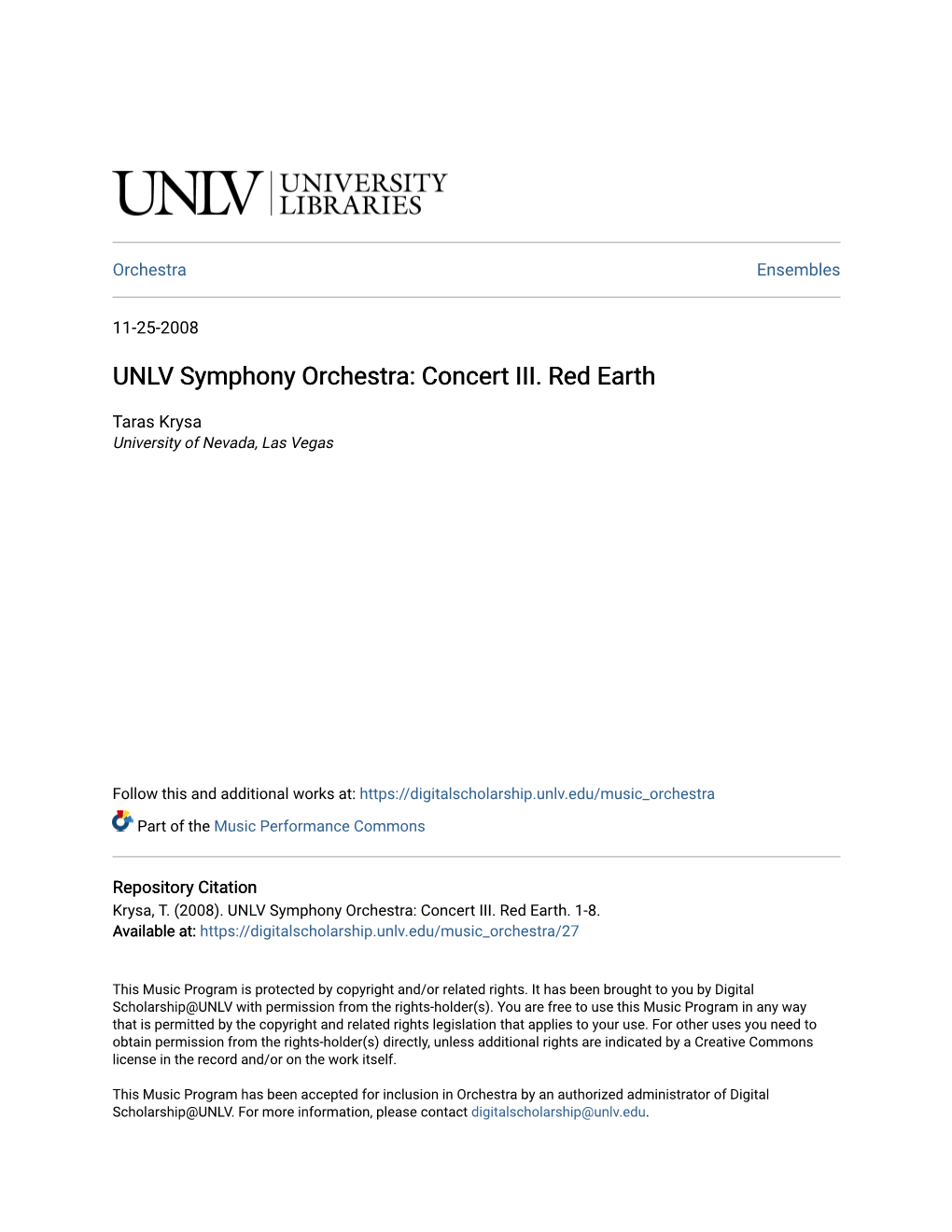 UNLV Symphony Orchestra: Concert III
