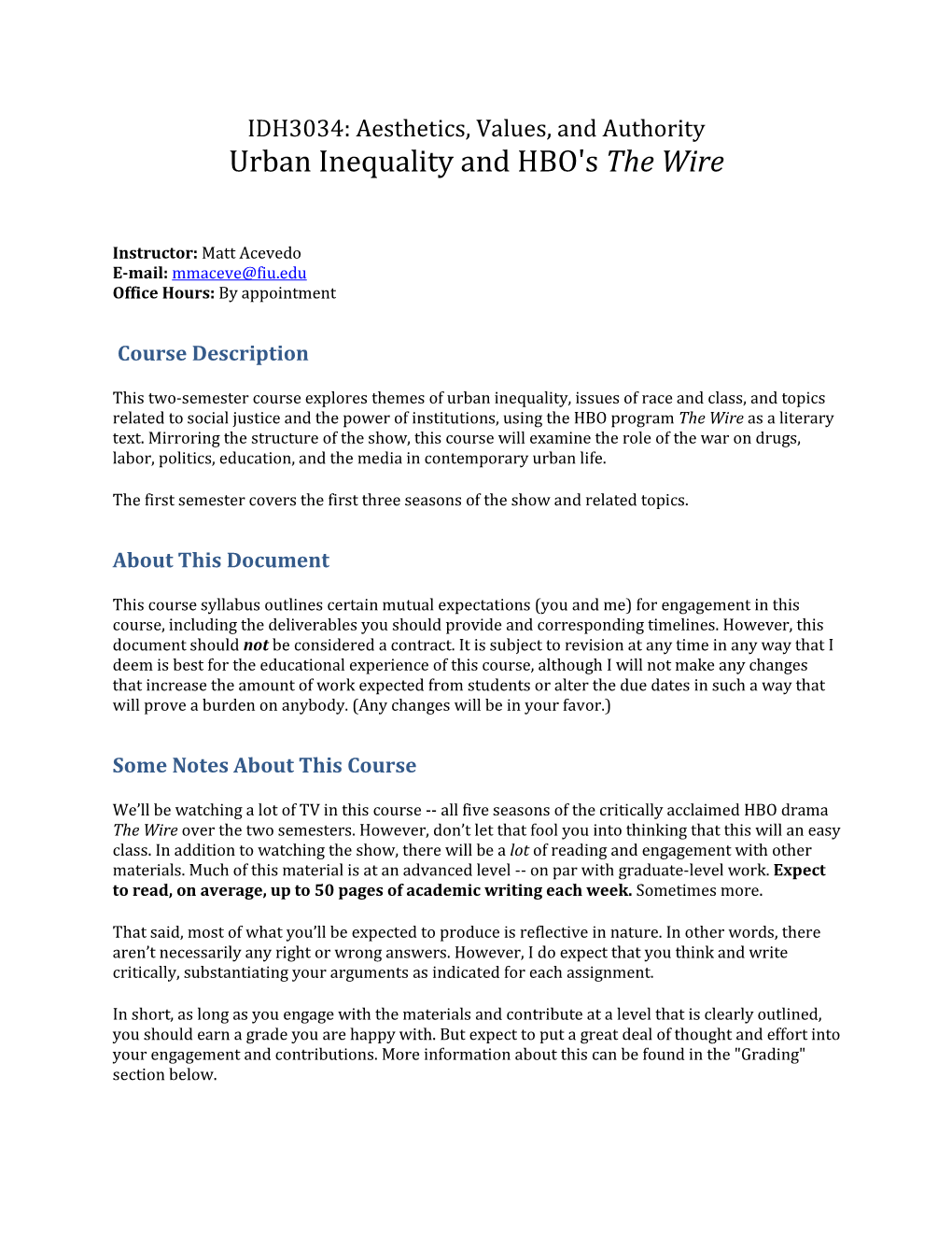 Urban Inequality and HBO's the Wire