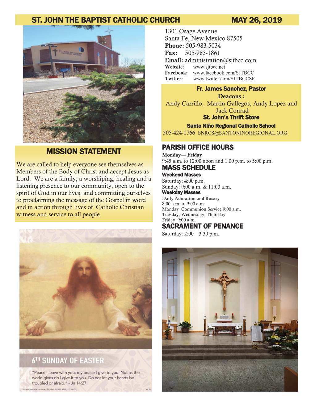 St. John the Baptist Catholic Church May 26, 2019 Mission