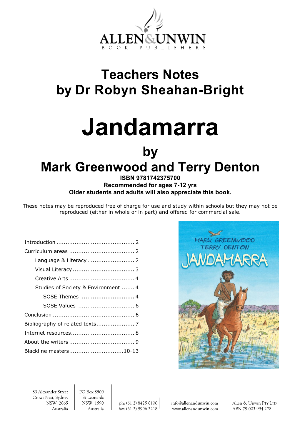 Jandamarra Teacher's Notes