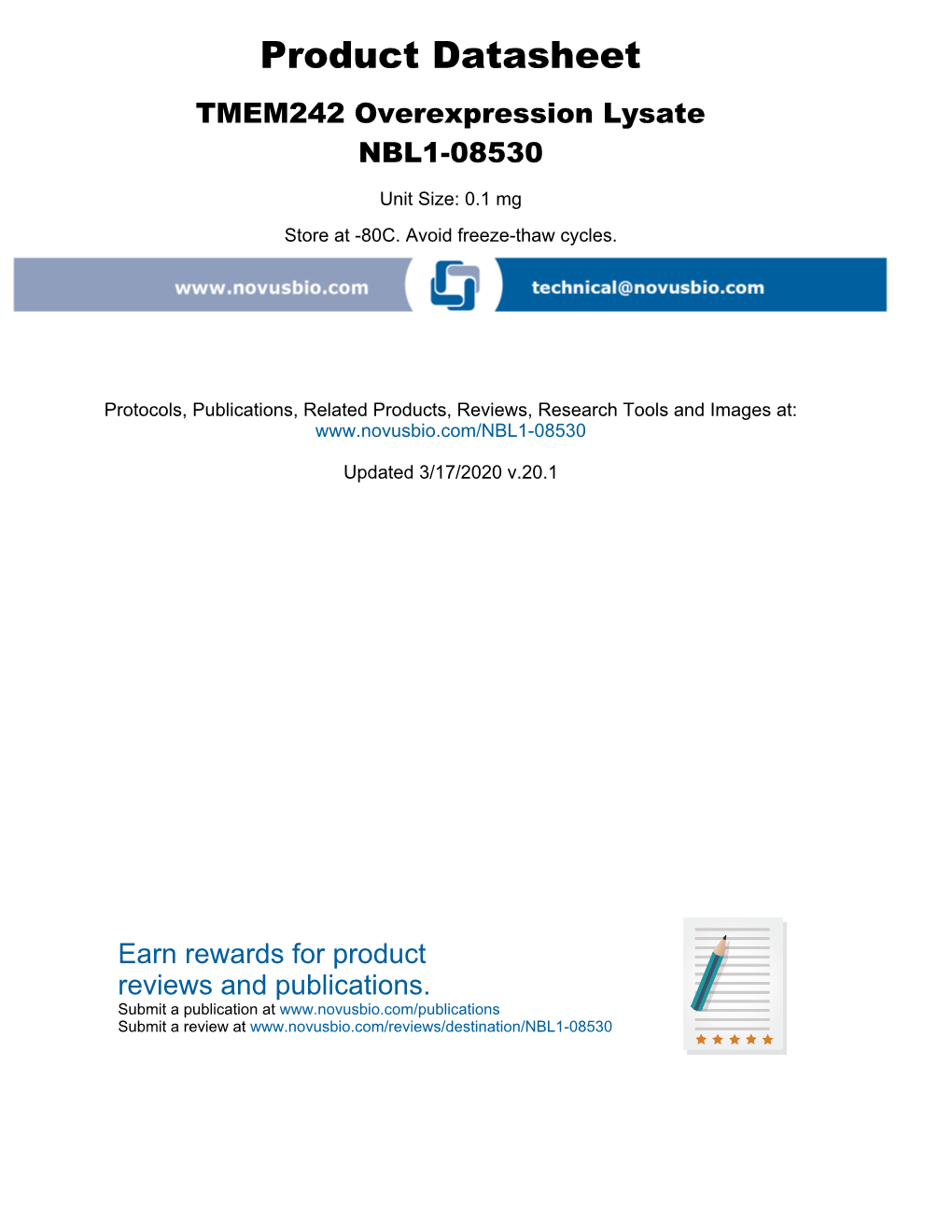 Product Datasheet TMEM242 Overexpression