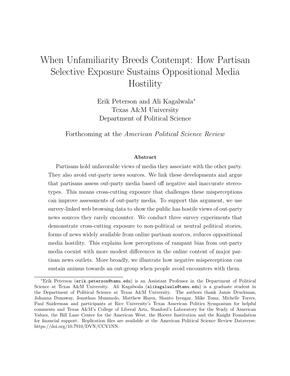 When Unfamiliarity Breeds Contempt: How Partisan Selective Exposure Sustains Oppositional Media Hostility