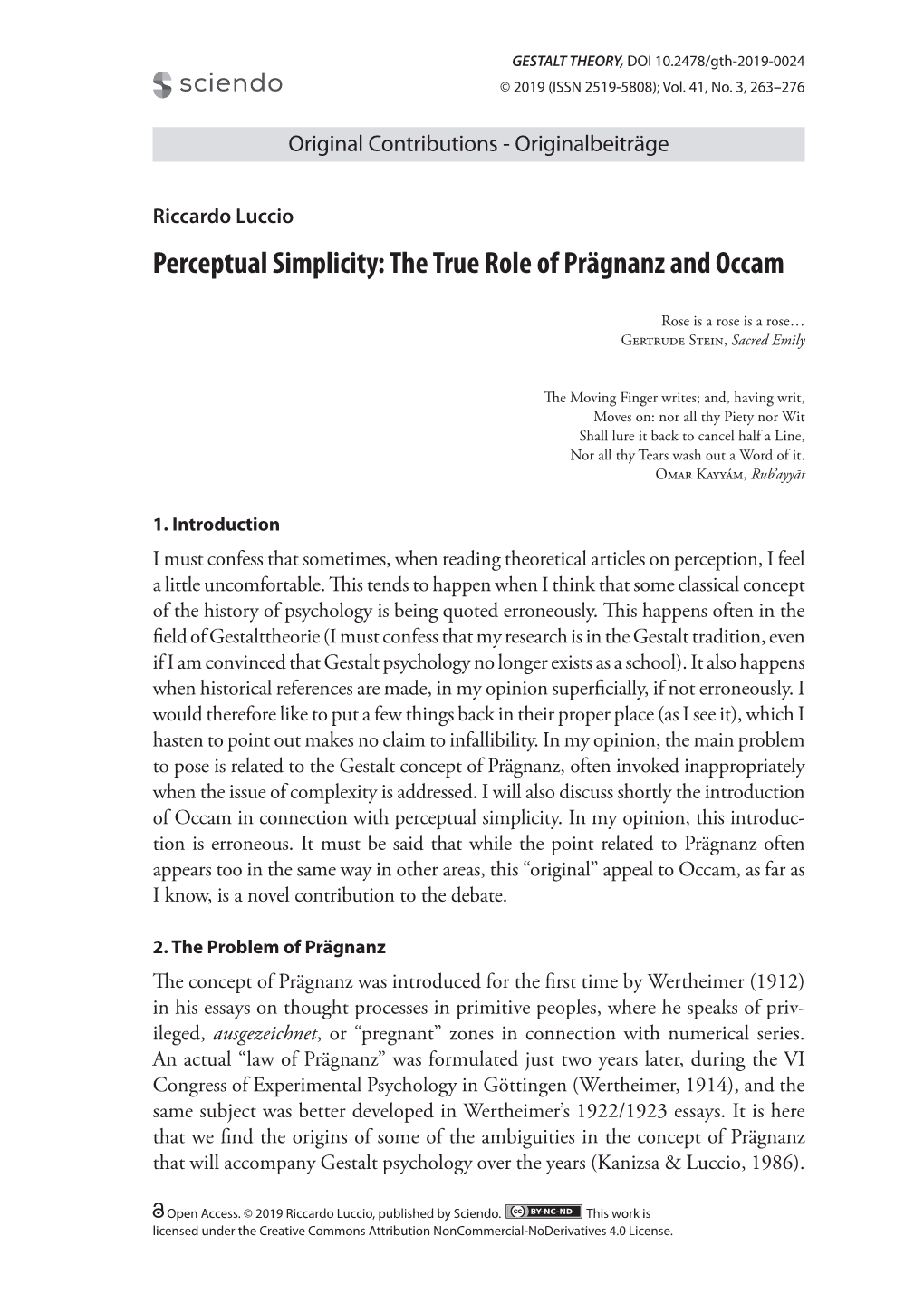 Perceptual Simplicity: the True Role of Prägnanz and Occam