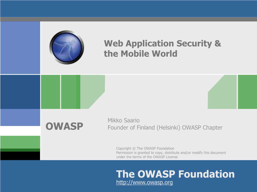 Web Application Security & the Mobile World