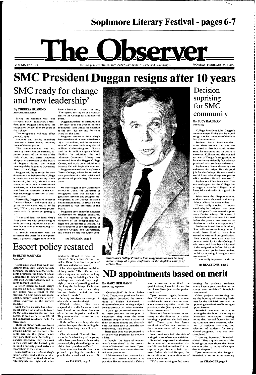 SMC President Duggan Resigns After 10 Years L SMC Ready for Change Decision • • and 'New Leadership' Supr1s1ng