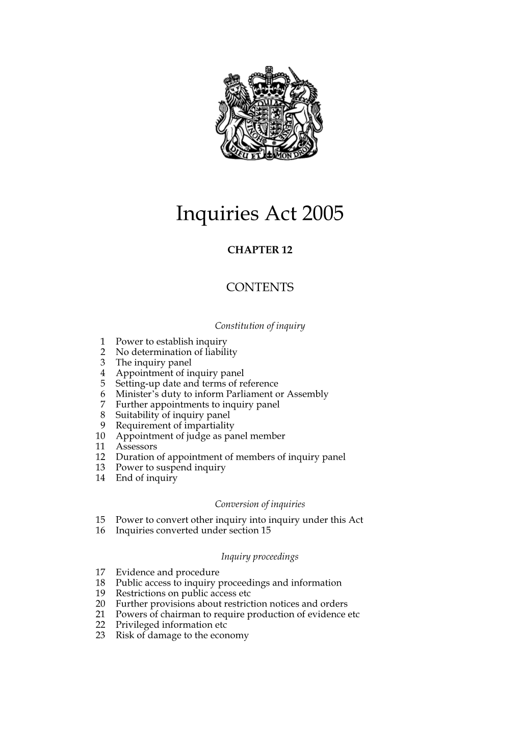 Inquiries Act 2005