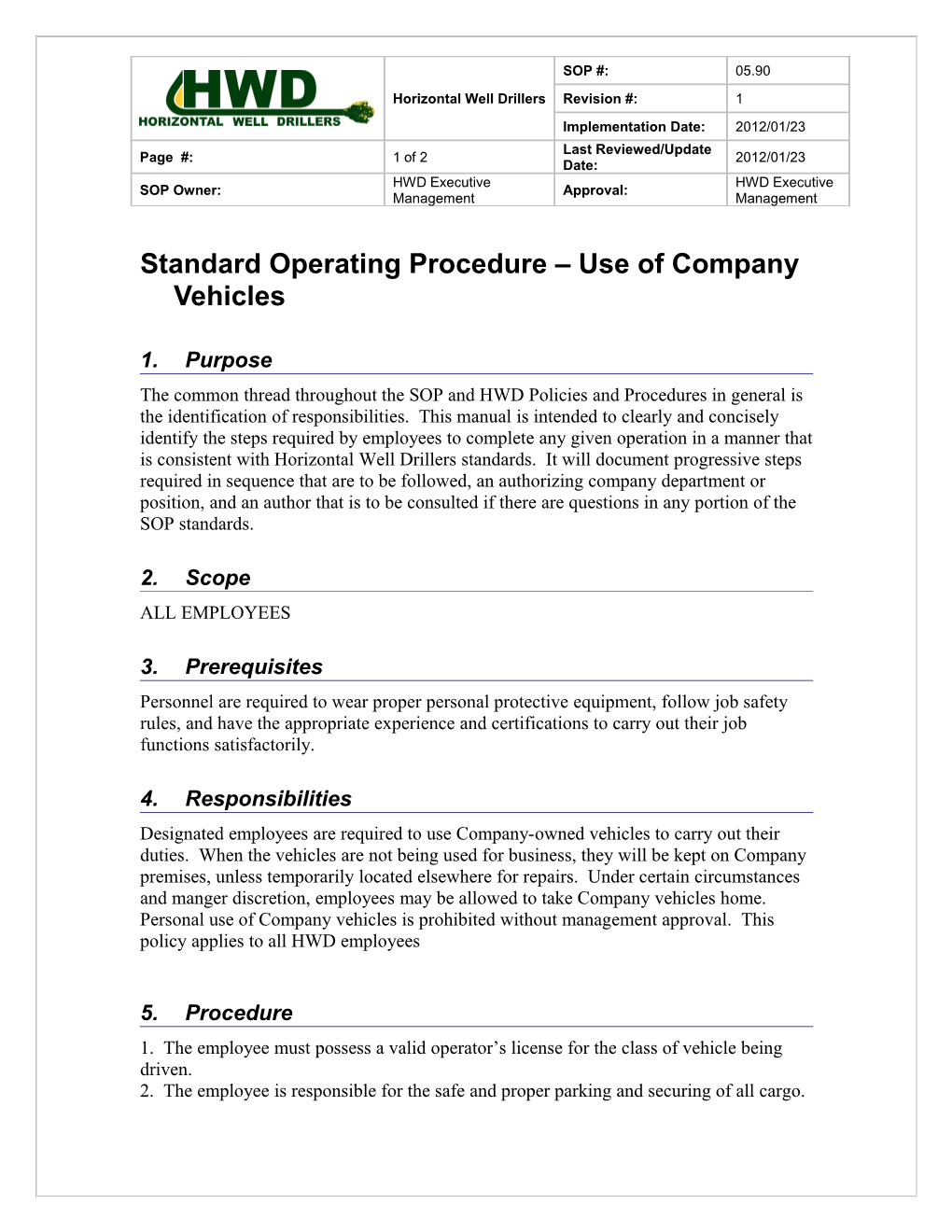 Standard Operating Procedure s25