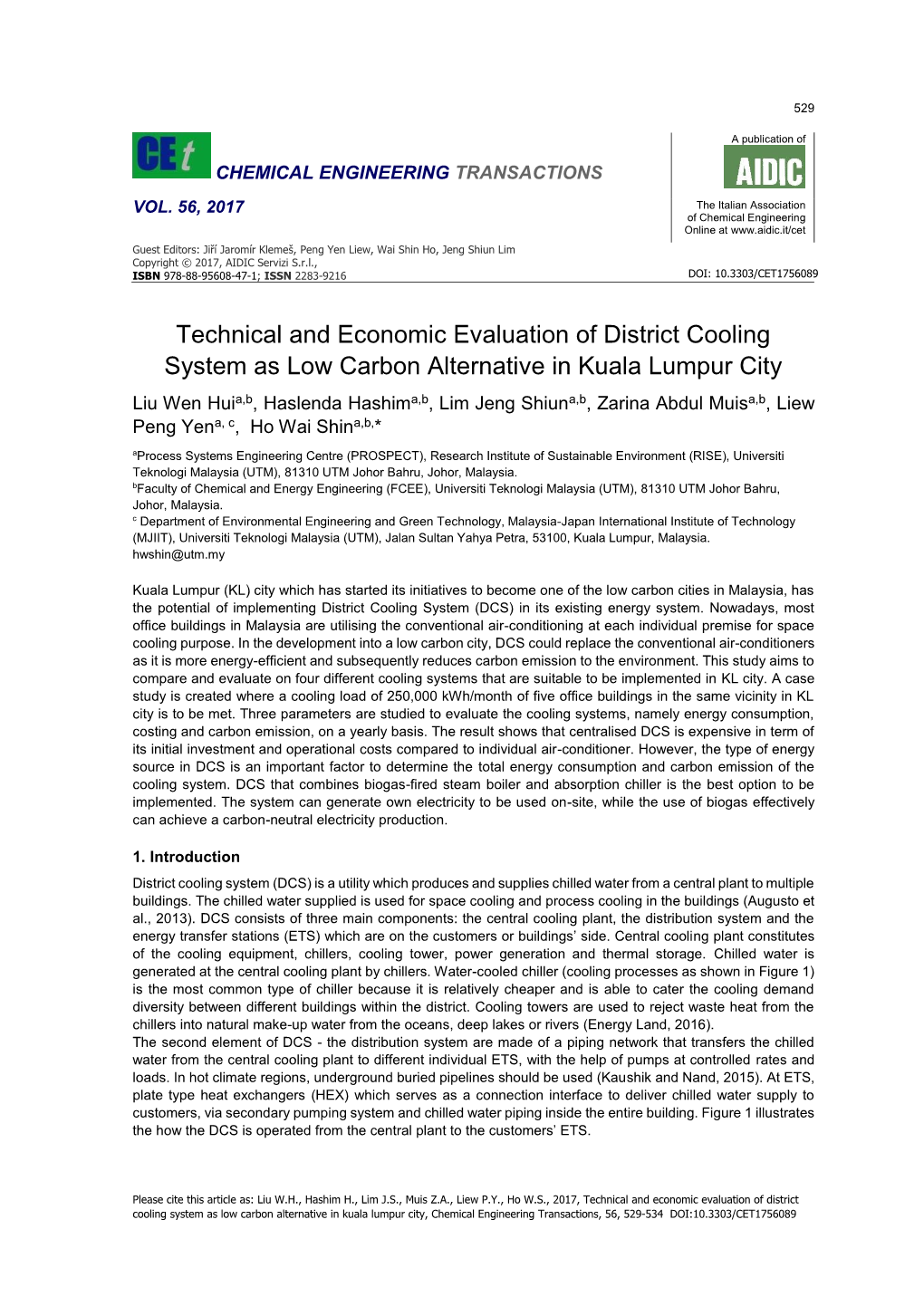 Technical and Economic Evaluation of District Cooling System As Low