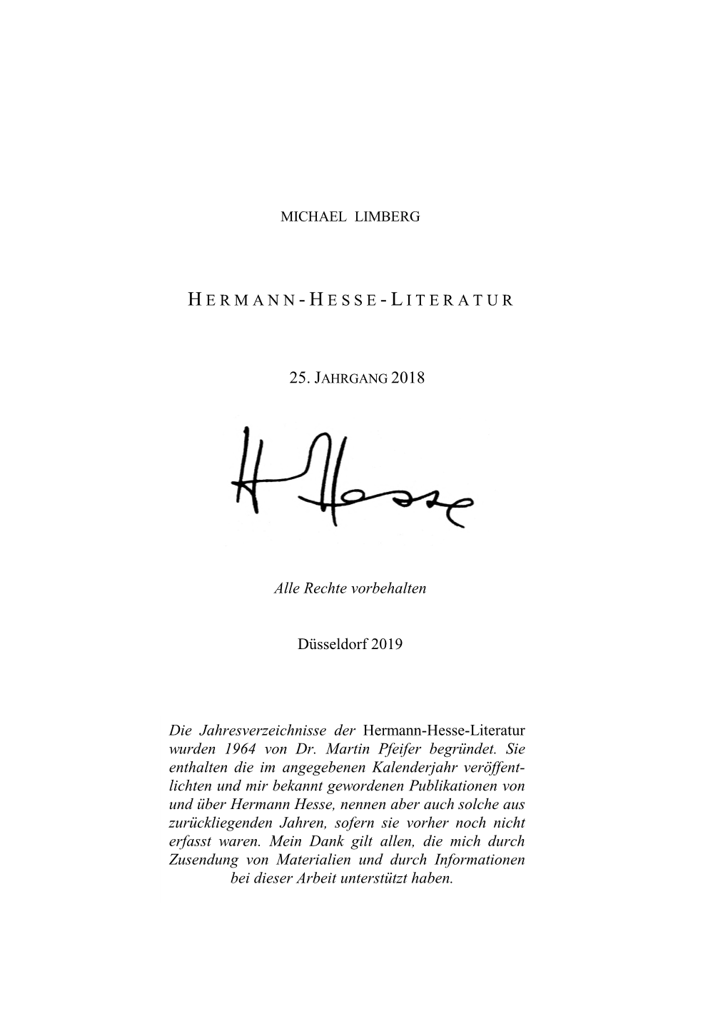 Hesse-Literatur Wurden 1964 Von Dr