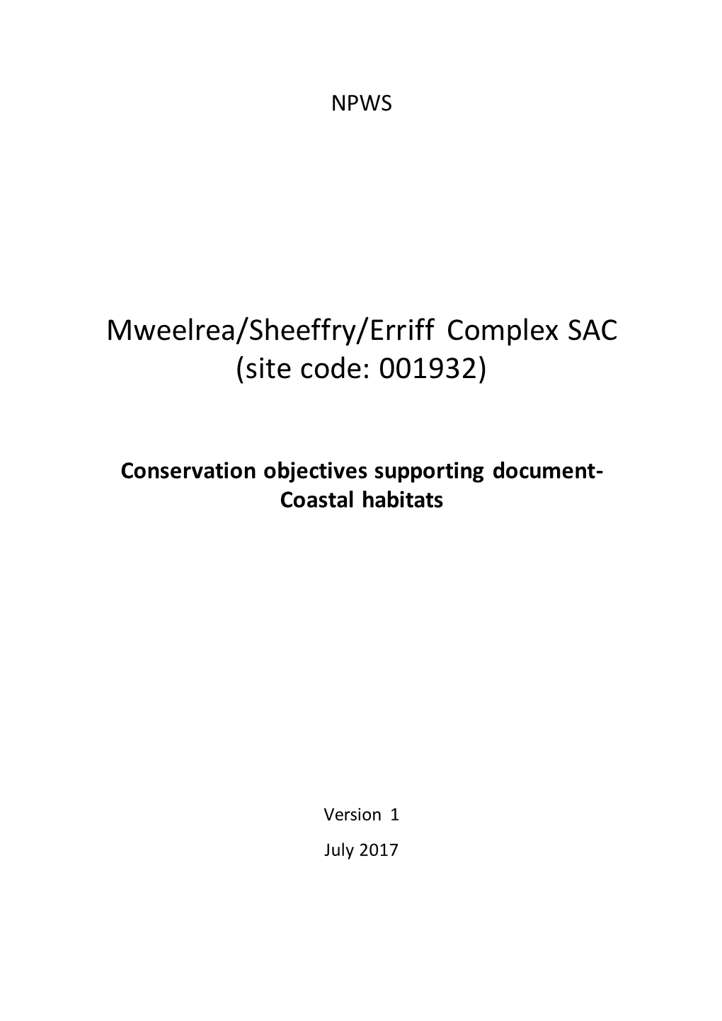 Mweelrea/Sheeffry/Erriff Complex SAC (Site Code: 001932)