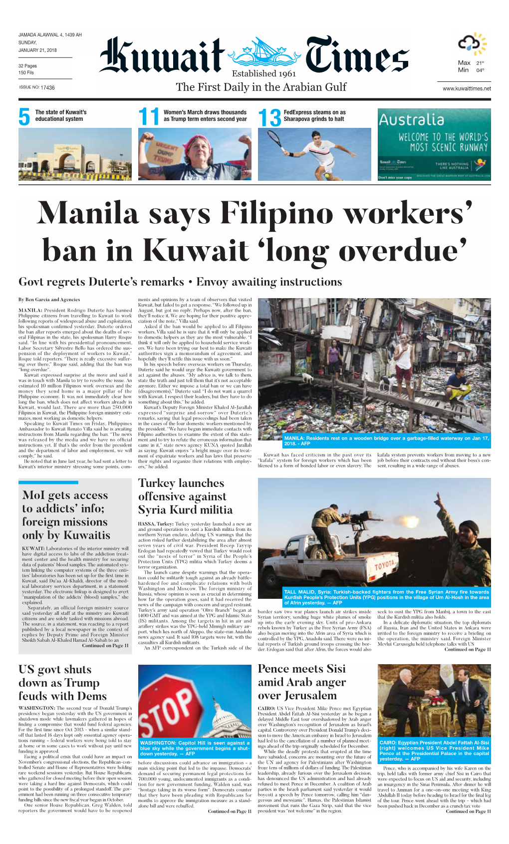 Kuwaittimes 21-1-2018.Qxp Layout 1