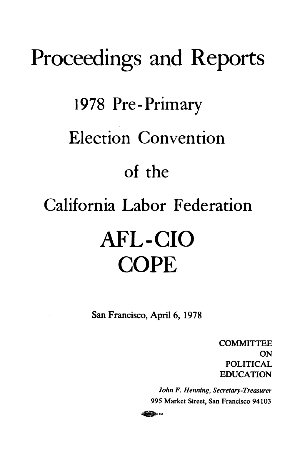 Proceedings and Reports AFL-CIO COPE