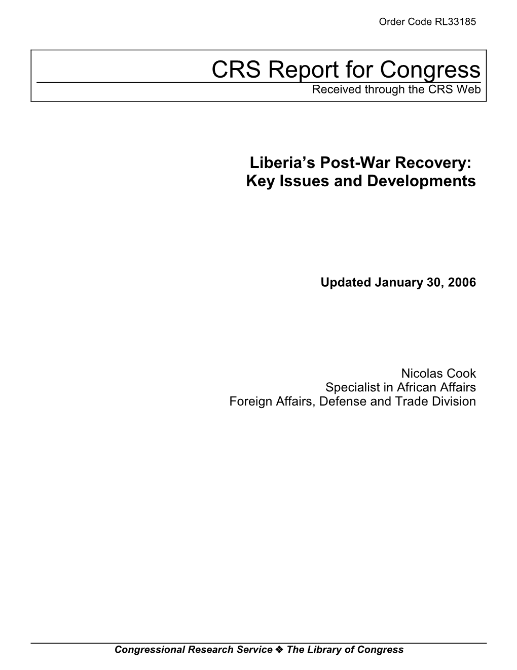 Liberia's Post-War Recovery