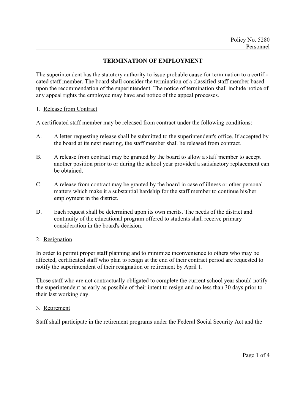 Termination of Employment