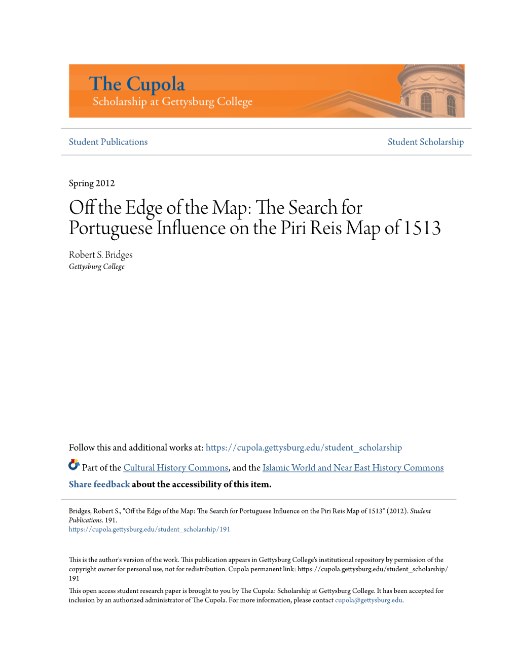 Off the Edge of the Map: the Search for Portuguese Influence on the Piri