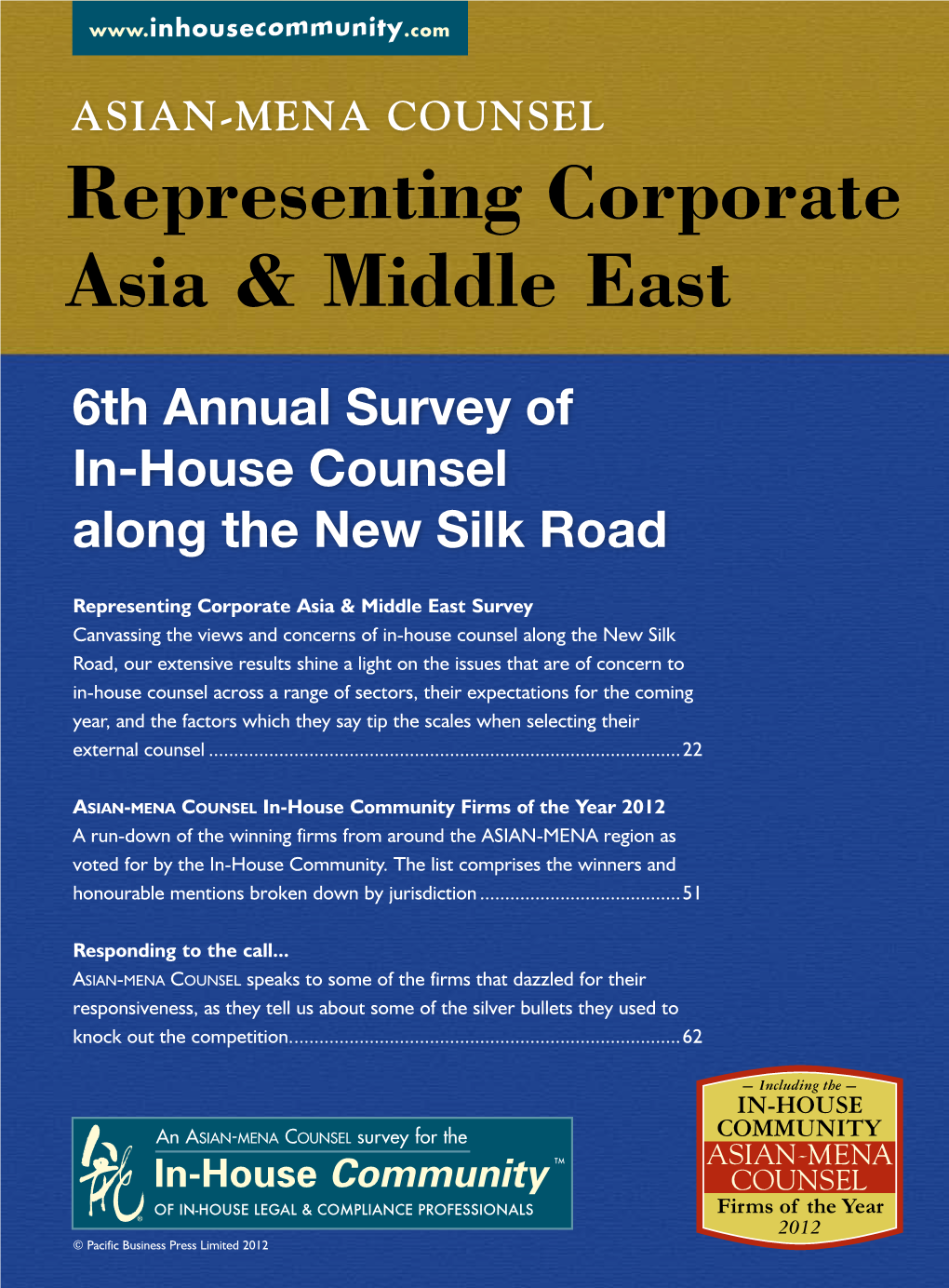 6Th Annual Survey of In-House Counsel Along the New Silk Road