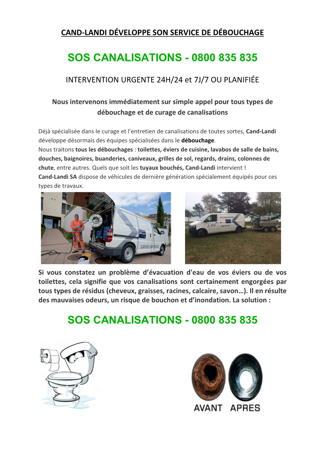 Sos Canalisations - 0800 835 835