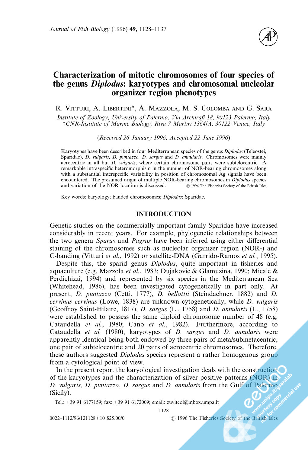 Karyotypes and Chromosomal Nucleolar Organizer Region Phenotypes