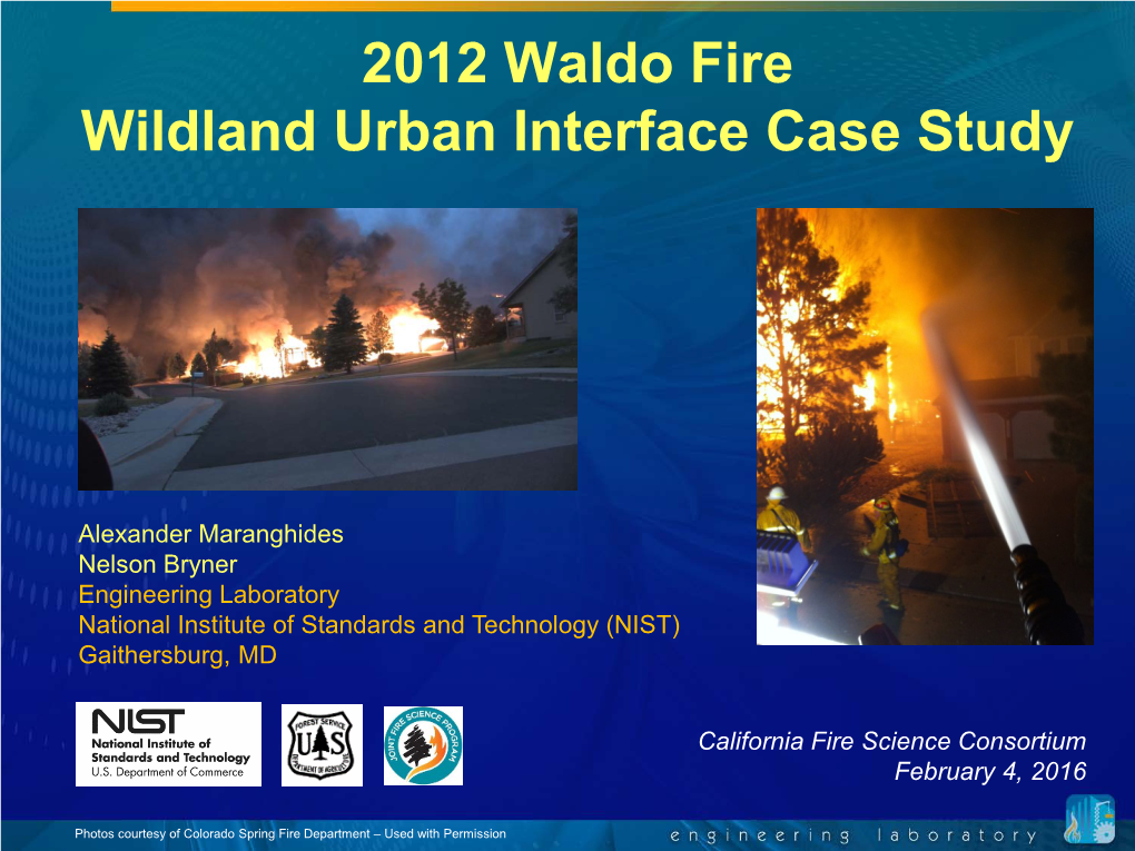 2012 Waldo Fire Wildland Urban Interface Case Study