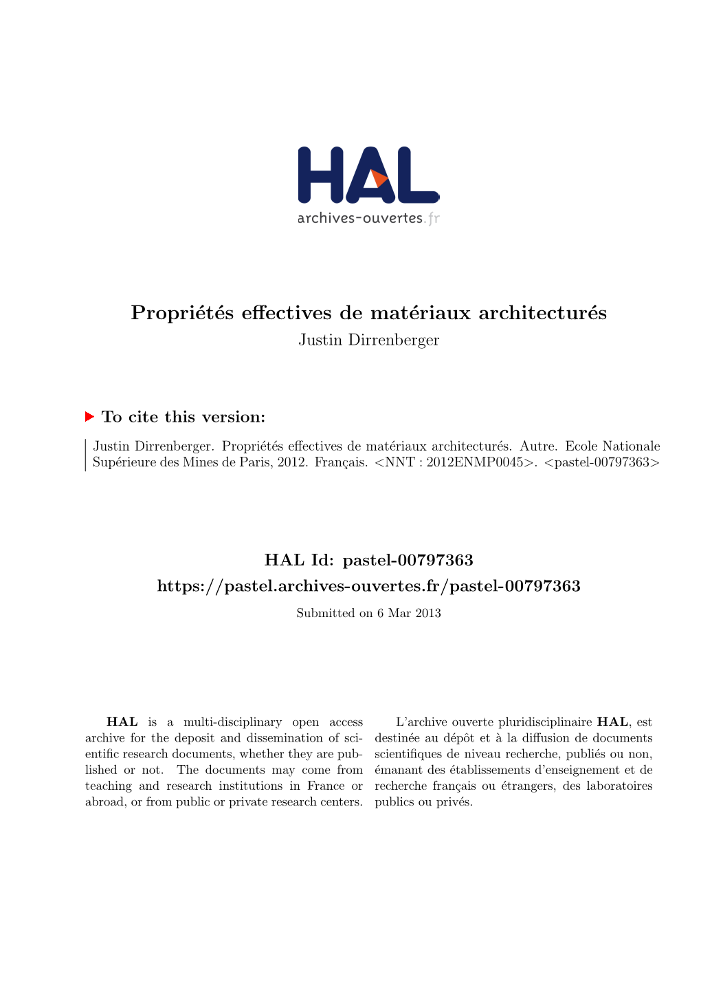 Propriétés Effectives De Matériaux Architecturés